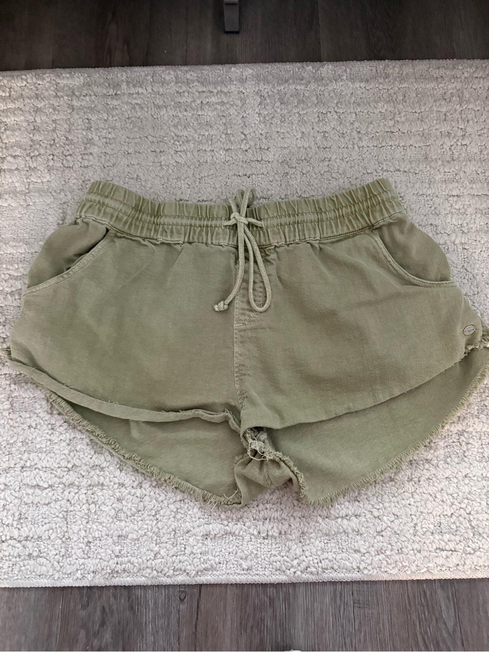 Roxy Olive Green Drawstring Athletic Shorts